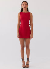 Cherish You Buckle Mini Dress - Red